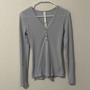Lululemon Long Sleeve Henley Thermal Top - Light Gray